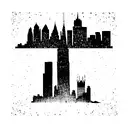 nyc skyline heartbeat outline tattoo design idea