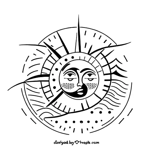 A minimalist tattoo of the skyline of Rio de Janeiro with the sun and moon above it. tattoo design idea