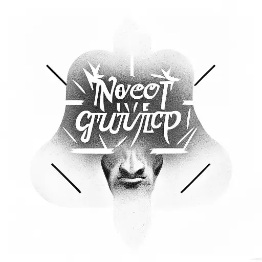 Bodybuilder silhouette with the words 'Never give up' tattoo design idea