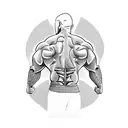 Bodybuilder silhouette with the words 'Never give up' tattoo design idea