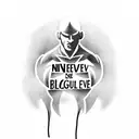 Bodybuilder silhouette with the words 'Never give up' tattoo design idea