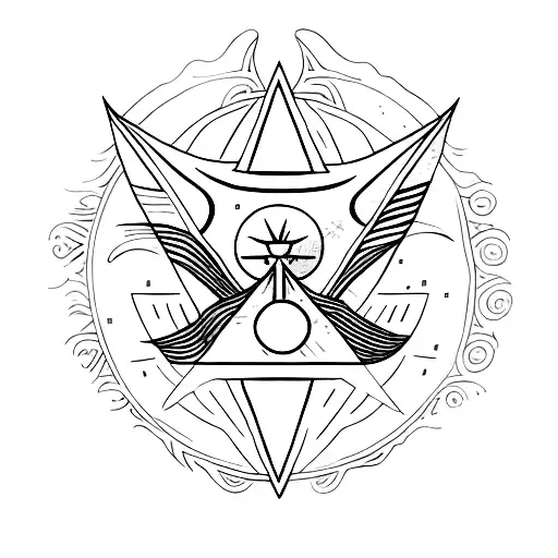 An arrowhead piercing through a sun and moon symbol tattoo design idea