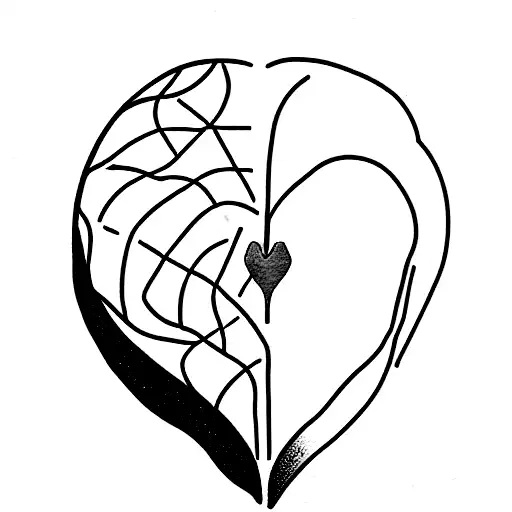half brain half heart tattoo design idea