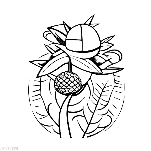 A minimalist tattoo of a coconut tree with coconuts hanging from its branches tattoo design idea