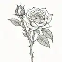 small rose with long  sharp thorns along the stem tattoo design idea