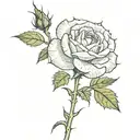 small rose with long  sharp thorns along the stem tattoo design idea