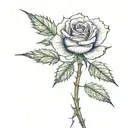 small rose with long  sharp thorns along the stem tattoo design idea