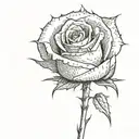 small rose with long  sharp thorns along the stem tattoo design idea