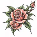 rose with long  sharp thorns along the stem tattoo design idea
