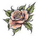 rose with long  sharp thorns along the stem tattoo design idea
