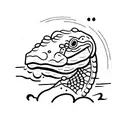 profile of a caiman with half a head coming out of the water tattoo design idea