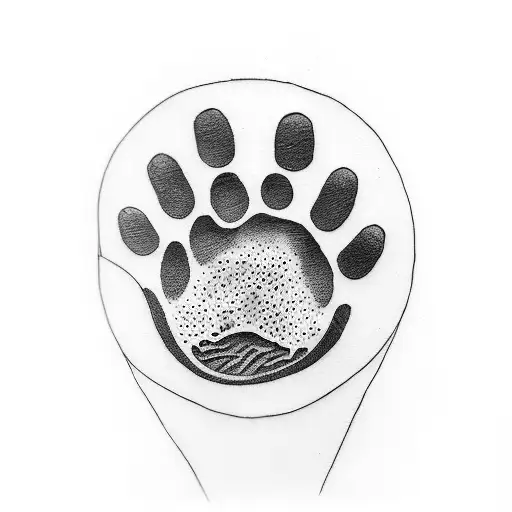 Dog paw and 'Shiva' writing  tattoo design idea