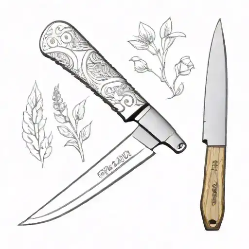 traveller chef knife tattoo design idea