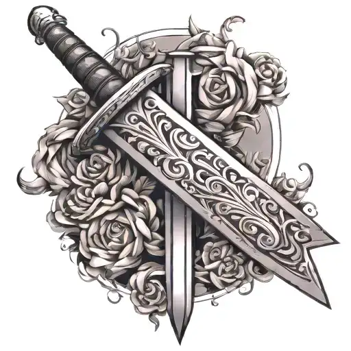 creative forearm tattoo with a big long sword  tattoo design idea