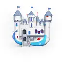 castle with u shaped window, blue fish, blood, middle finger, burnt hot dog tattoo design idea