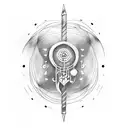 A dark and mysterious animation-inspired tattoo featuring music notes tattoo design idea