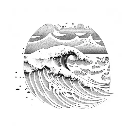 Ocean Wave and mountain band tattoo tattoo design idea