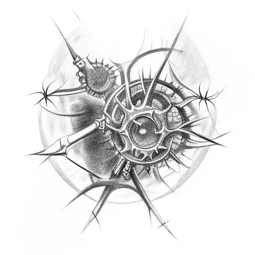 bio mechanical forearm w crown of thorns on wrist tattoo design idea
