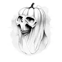  sheet ghost with a pumpkin head tattoo design idea
