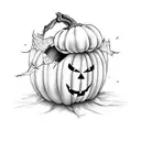  sheet ghost with a pumpkin head tattoo design idea