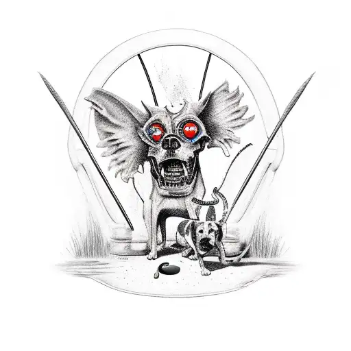 demons,bbq,dogs,technology,war tattoo design idea