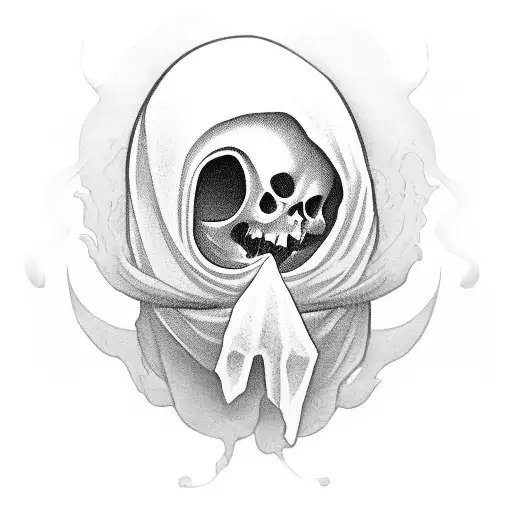 rubber hose style ghost tattoo design idea