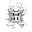 rubber hose style ghost tattoo design idea