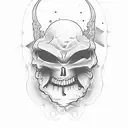 old cartoon with ghost tattoo design idea