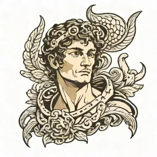 Perseus holding the head tattoo design idea
