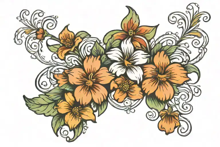 vine on collarbones in the form of flowers tattoo design idea