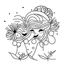 Mother and daughter playing in a field of flowers tattoo design idea