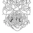 Mother and daughter playing in a field of flowers tattoo design idea