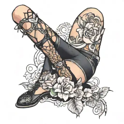 a sexy garter around a girl's leg tattoo design idea