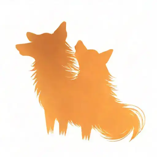 two wolves howling at night tattoo design idea