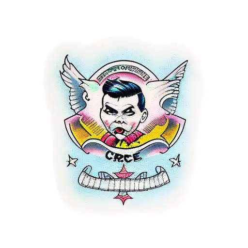 cry baby in cage tattoo design idea