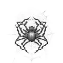 spider with web , roses ,thorn and swirl pattern tattoo design idea