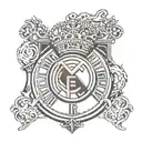 Real Madrid crest intertwined with a clock face, symbolizing timeless devotion to the team tattoo design idea