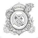 Real Madrid crest intertwined with a clock face, symbolizing timeless devotion to the team tattoo design idea