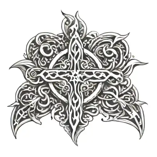 Alpha Omega, Hercules Knot, Cross tattoo design idea