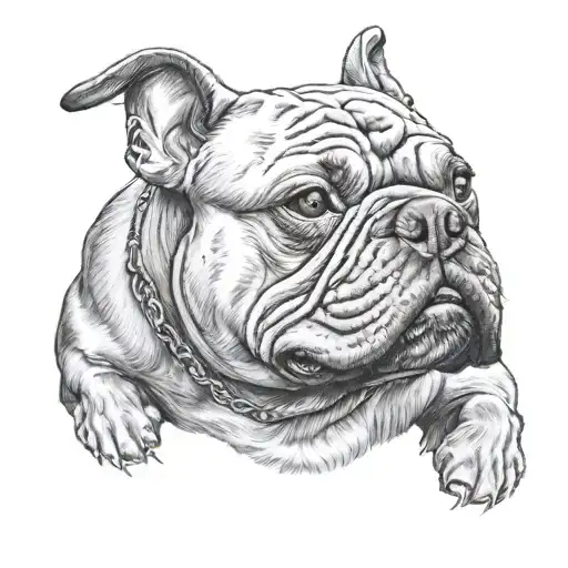 Black And Grey American Bully Tattoo Design Idea Preferences Advanced tattoo design idea