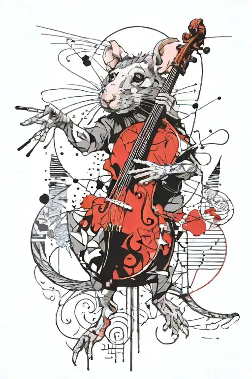 rat with a double bass tattoo design idea