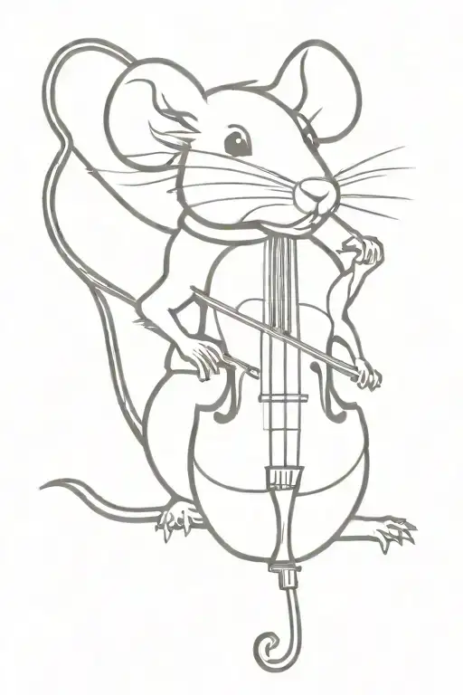 Rat with a Double Bass tattoo design idea