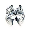 wrist tattoo two wolves playing  tattoo design idea