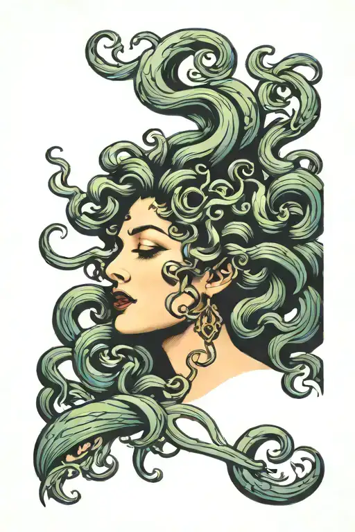 crying medusa goddess tattoo design idea