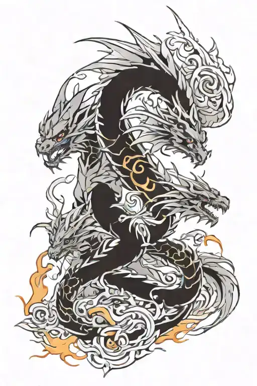 dragon and fenix tattoo design idea