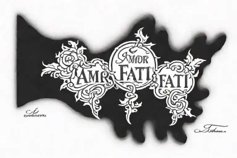 amor fati written tattoo design idea