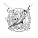 polynesian manta ray and humpback whale tattoo design idea