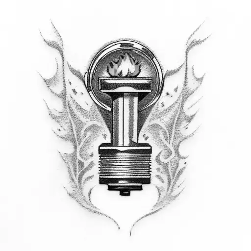 spark plug flames tattoo design idea
