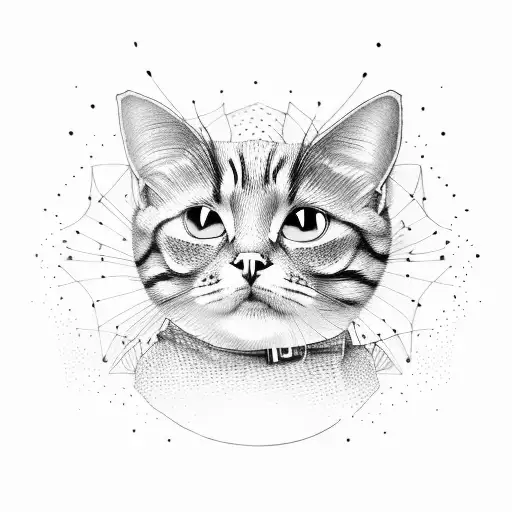 magician cat tattoo design idea