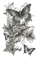 vines and leaves and caterpillars and butterflies  tattoo design idea
